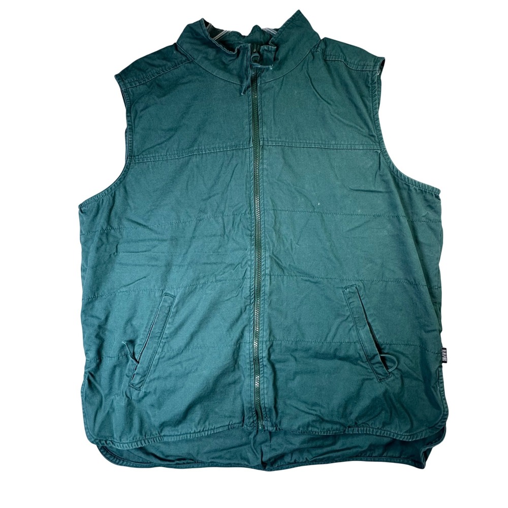 Blassport Mens Cotton Quilted Zip Up Vest Gorpcore Workwear XL Forest Green